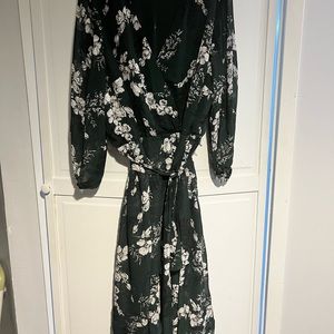 Lane Bryant emerald floral wrap dress